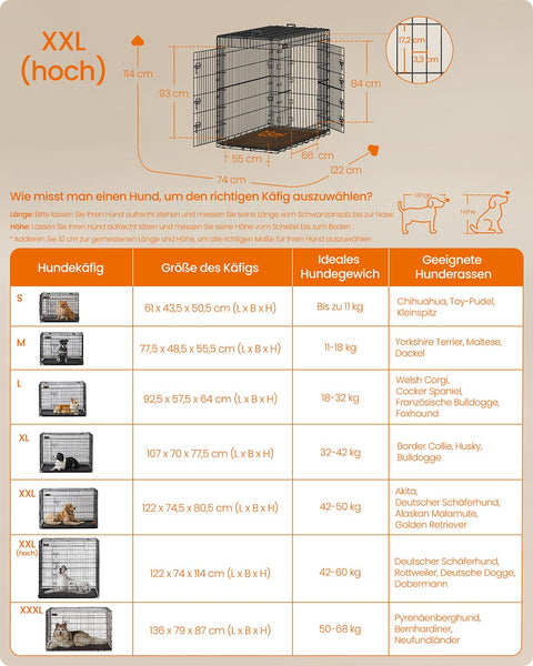 Rootz Dog Transport Box - Pet Carrier - Travel Crate - Durable Steel - 122 x 74 x 114 cm