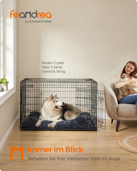 Rootz Heavy Duty Hondentransportbox - Huisdierenkrat - Stalen kooi - Plastic bak - Eenvoudige montage - Ruim interieur - Veilig sluitsysteem - 136 cm x 79 cm x 87 cm