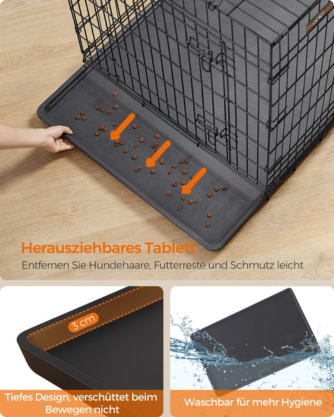 Rootz Heavy Duty Hondentransportbox - Huisdierenkrat - Stalen kooi - Plastic bak - Eenvoudige montage - Ruim interieur - Veilig sluitsysteem - 136 cm x 79 cm x 87 cm