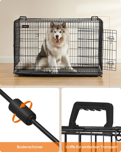 Rootz Heavy Duty Hondentransportbox - Huisdierenkrat - Stalen kooi - Plastic bak - Eenvoudige montage - Ruim interieur - Veilig sluitsysteem - 136 cm x 79 cm x 87 cm