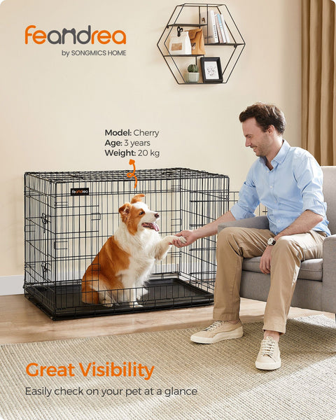 Rootz Hondenkooi van ijzerdraad - Huisdierkrat - Puppybehuizing - Trainingkennel - Constructie van ijzerdraad - ABS Plastic - 106 cm x 77,5 cm x 70 cm