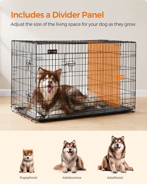 Rootz Dierenkooi - Hondenbench - Dierenverblijf - Eenvoudige montage - Opvouwbaar - 2 afsluitbare deuren - Gepoedercoat ijzerdraad - 122 cm x 74,5 cm x 80,5 cm