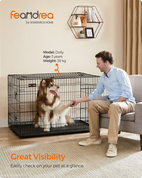 Rootz Hondenbench van ijzerdraad - Dierenkooi - Puppyverblijf - Trainingskennel - Constructie van ijzerdraad - ABS Plastic - 122 cm x 81 cm x 76 cm