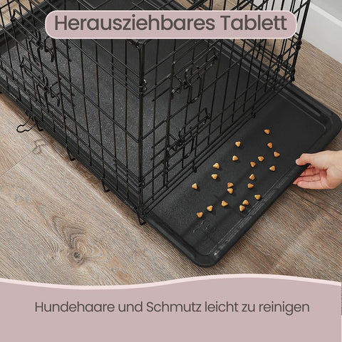 Rootz Dog Cage - Foldable Dog Box - 2 Doors - Portable Pet Transport - 92.5 x 57.5 x 64 cm