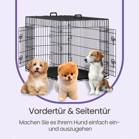 Rootz Foldable Dog Cage - Dog Box - Training Crate - Comfortable & Durable - 106cm x 77.5cm x 70cm