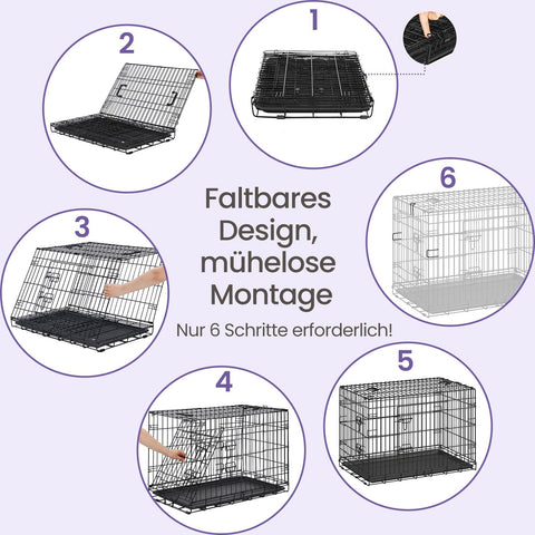 Rootz Foldable Dog Cage - Dog Box - Training Crate - Comfortable & Durable - 106cm x 77.5cm x 70cm