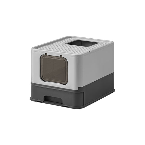 Rootz Cat Litter Box Set - Anthracite Gray-Dove Gray - PP PC Material - Easy to Clean - Spacious Design - Odor Control - 54.3cm x 42.5cm x 37.8cm