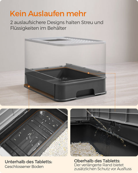 Rootz Cat Litter Box Set - Anthracite Gray-Dove Gray - PP PC Material - Easy to Clean - Spacious Design - Odor Control - 54.3cm x 42.5cm x 37.8cm