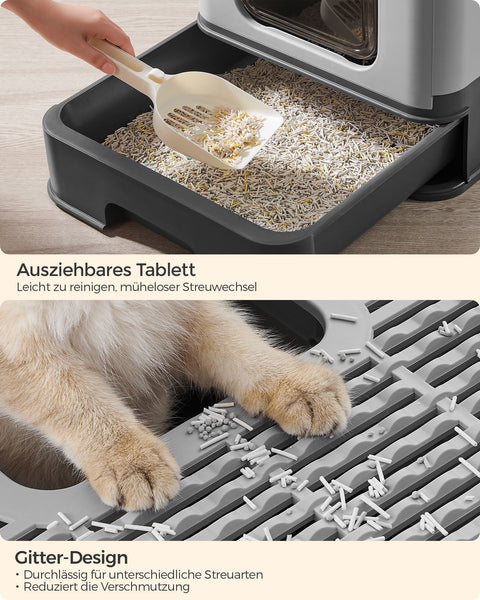 Rootz Cat Litter Box Set - Anthracite Gray-Dove Gray - PP PC Material - Easy to Clean - Spacious Design - Odor Control - 54.3cm x 42.5cm x 37.8cm