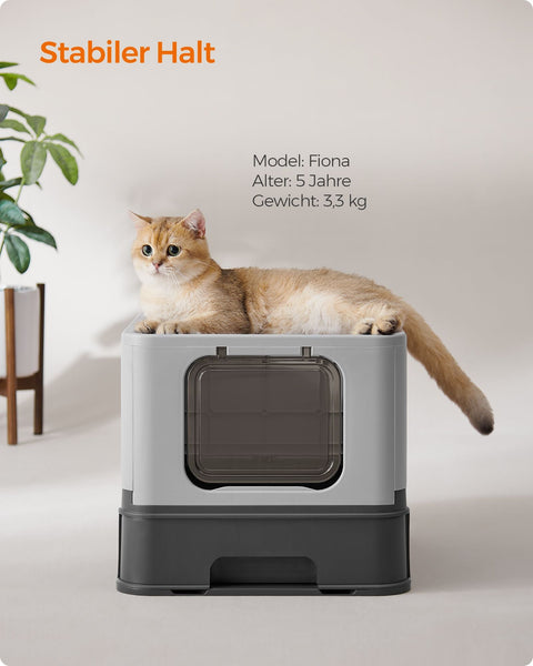 Rootz Cat Litter Box Set - Anthracite Gray-Dove Gray - PP PC Material - Easy to Clean - Spacious Design - Odor Control - 54.3cm x 42.5cm x 37.8cm