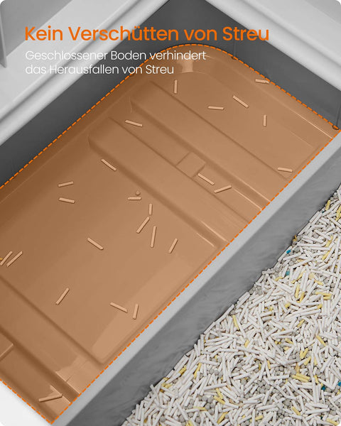 Rootz Cat Litter Box - Enclosed Litter Tray - Hooded Cat Pan - Easy Cleaning - 54.3cm x 42.5cm x 37.8cm - Grey