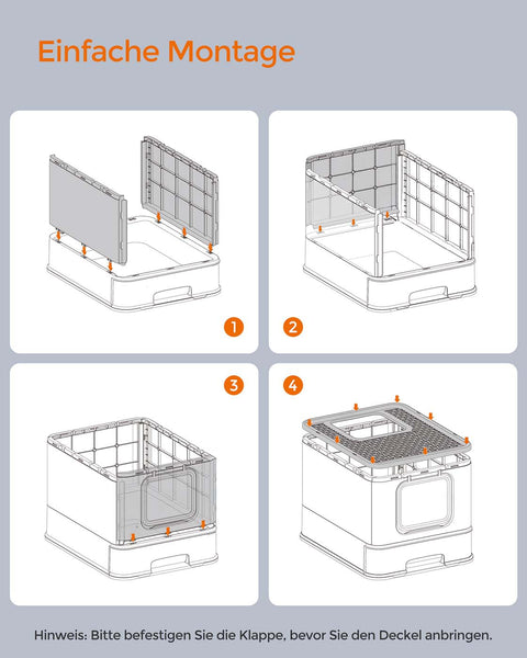 Rootz Cat Litter Box - Enclosed Litter Tray - Hooded Cat Pan - Easy Cleaning - 54.3cm x 42.5cm x 37.8cm - Grey