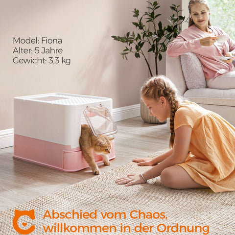 Rootz Cat Litter Box Set - Kitty Toilet - Litter Pan - PP & PC Material - Lightweight - Easy to Clean - 54.3cm x 42.5cm x 37.8cm