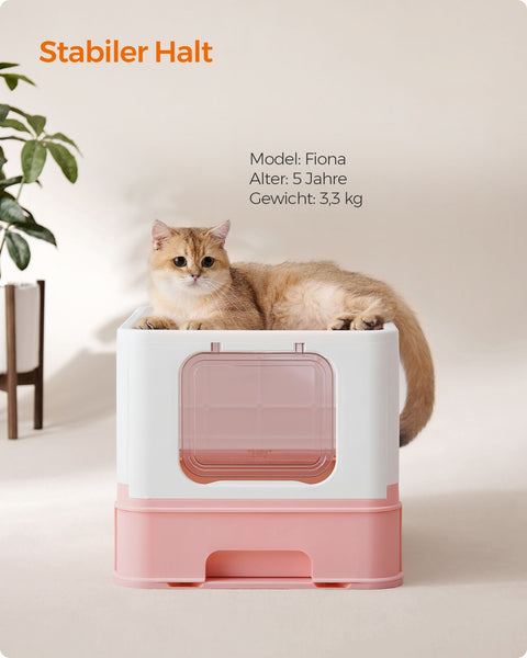 Rootz Cat Litter Box Set - Kitty Toilet - Litter Pan - PP & PC Material - Lightweight - Easy to Clean - 54.3cm x 42.5cm x 37.8cm