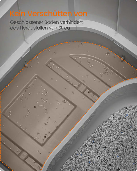 Rootz Cat Litter Box with Lid - Enclosed Litter Tray - Pull-Out Tray - Easy Cleaning - Grey- - 54 x 42.8 x 40 cm