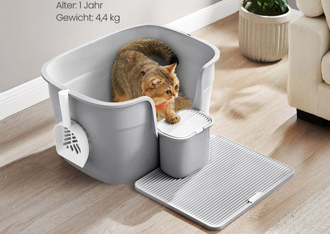 Rootz Cat Litter Box Set - Kitty Litter Box - High-Sided Litter Pan - PP Plastic - 64cm x 76cm x 33cm