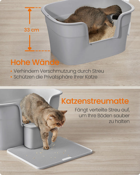 Rootz Cat Litter Box Set - Kitty Litter Box - High-Sided Litter Pan - PP Plastic - 64cm x 76cm x 33cm