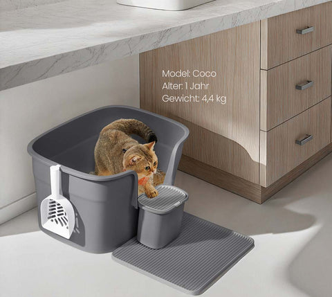 Rootz Cat Toilet Set - Litter Box - Pet Bathroom - Odor Control - 64cm x 76cm x 33cm