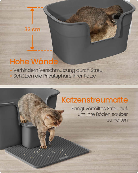 Rootz Cat Toilet Set - Litter Box - Pet Bathroom - Odor Control - 64cm x 76cm x 33cm