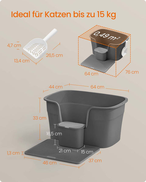 Rootz Cat Toilet Set - Litter Box - Pet Bathroom - Odor Control - 64cm x 76cm x 33cm