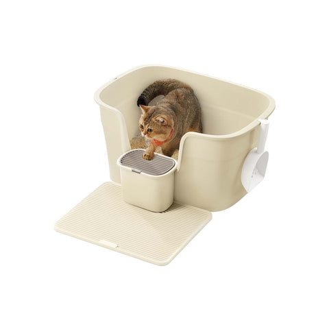 Rootz Cat Toilet Set - Litter Box - Pet Bathroom - Lightweight Design - 64cm x 76cm x 33cm