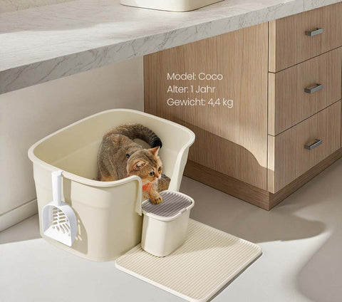 Rootz Cat Toilet Set - Litter Box - Pet Bathroom - Lightweight Design - 64cm x 76cm x 33cm