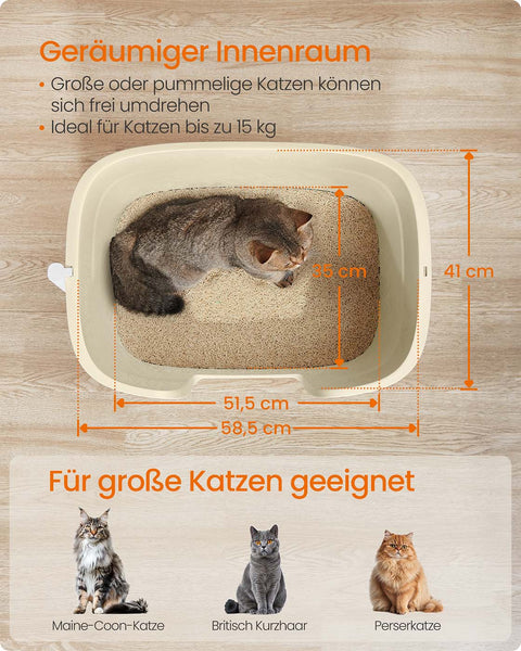 Rootz Cat Toilet Set - Litter Box - Pet Bathroom - Lightweight Design - 64cm x 76cm x 33cm