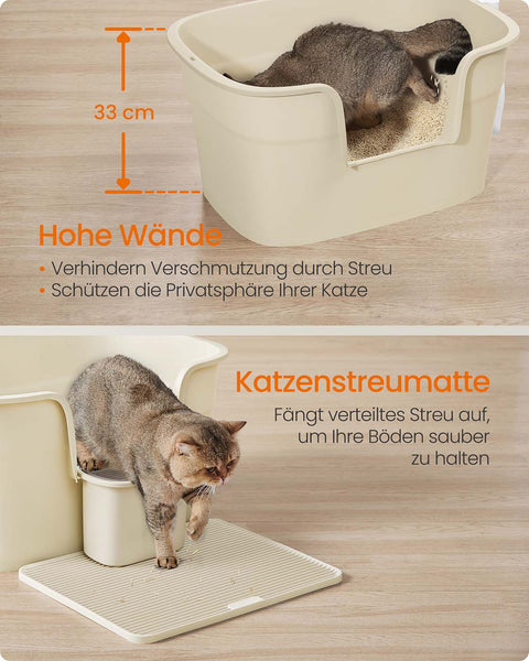 Rootz Cat Toilet Set - Litter Box - Pet Bathroom - Lightweight Design - 64cm x 76cm x 33cm