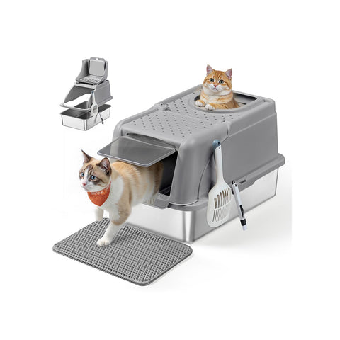 Rootz Cat Toilet - Cat Litter Box - Pet Loo - Durable & Sturdy - 61cm x 41cm x 36.5cm