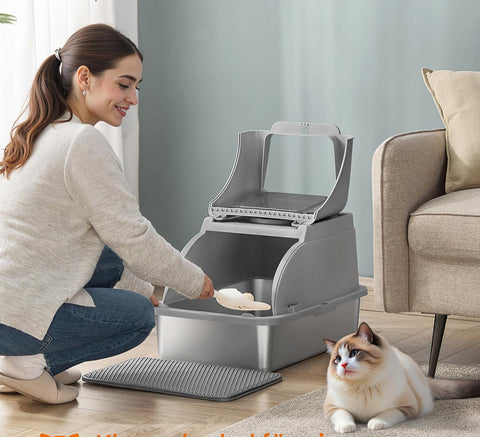 Rootz Cat Toilet - Cat Litter Box - Pet Loo - Durable & Sturdy - 61cm x 41cm x 36.5cm