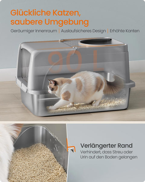 Rootz Cat Toilet - Cat Litter Box - Pet Loo - Durable & Sturdy - 61cm x 41cm x 36.5cm