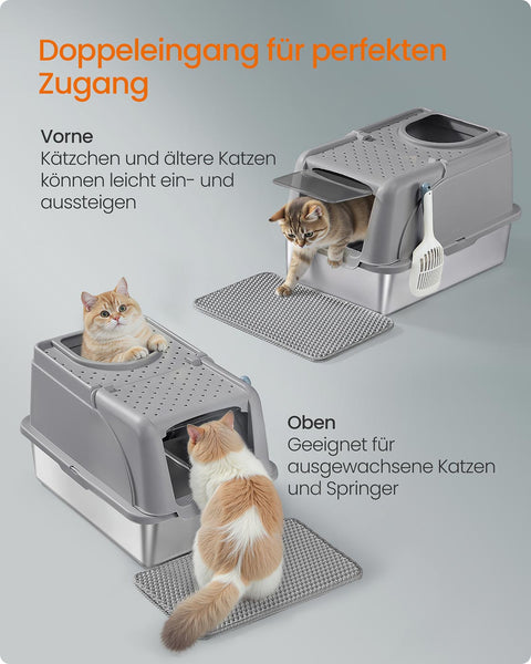 Rootz Cat Toilet - Cat Litter Box - Pet Loo - Durable & Sturdy - 61cm x 41cm x 36.5cm