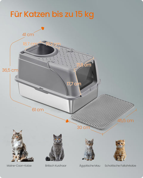 Rootz Cat Toilet - Cat Litter Box - Pet Loo - Durable & Sturdy - 61cm x 41cm x 36.5cm