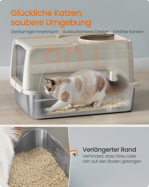 Rootz Cat Toilet Set - Litter Box - Pet Loo - Durable & Easy Clean - 61cm x 41cm x 36.5cm