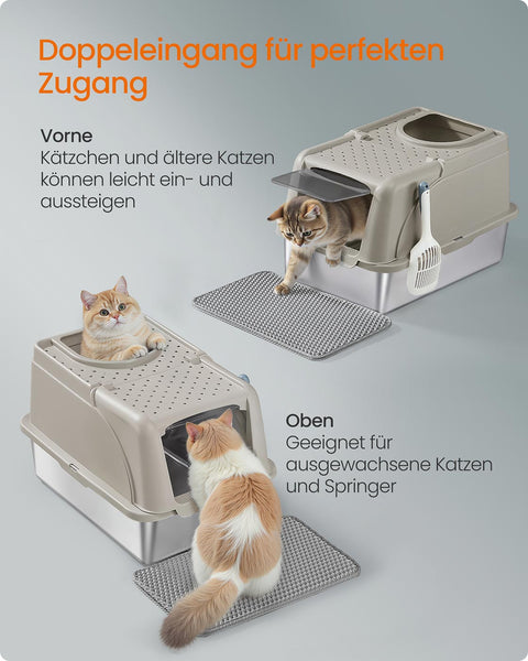 Rootz Cat Toilet Set - Litter Box - Pet Loo - Durable & Easy Clean - 61cm x 41cm x 36.5cm