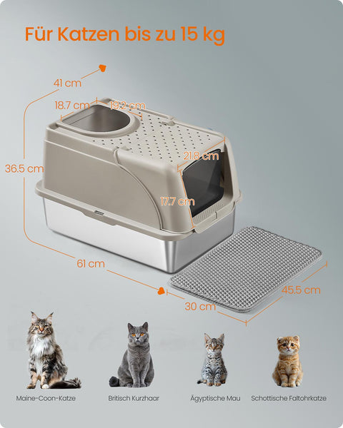 Rootz Cat Toilet Set - Litter Box - Pet Loo - Durable & Easy Clean - 61cm x 41cm x 36.5cm