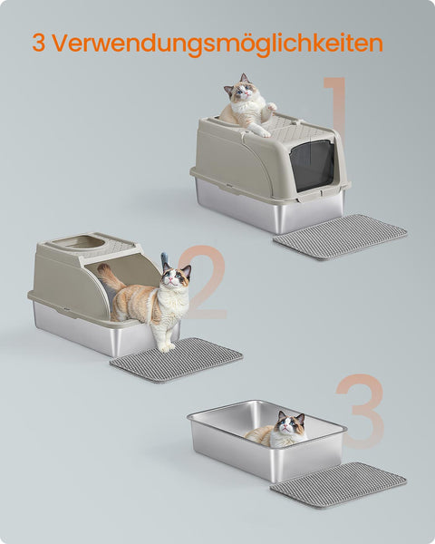 Rootz Cat Toilet Set - Litter Box - Pet Loo - Durable & Easy Clean - 61cm x 41cm x 36.5cm