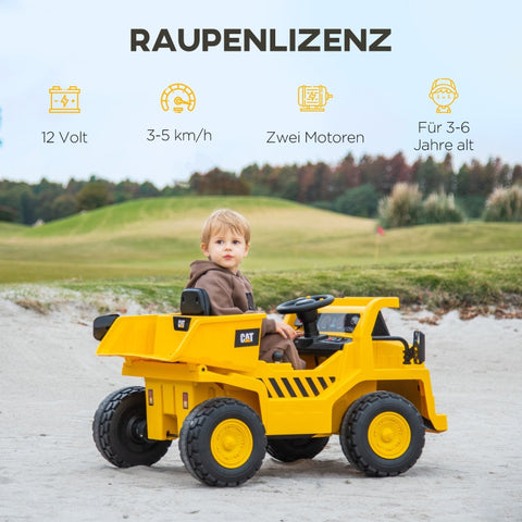 Rootz Electric Ride-On Excavator - Caterpillar Wheel Loader - Remote Controlled Truck - Real Sound Effects - Headlights - 110cm x 70.5cm x 61.5cm