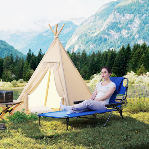 Rootz Sun Lounger - Garden Loungers - Relax Lounger - Weather-Resistant and Foldable - 194cm x 72cm x 31cm - Black + Dark Blue