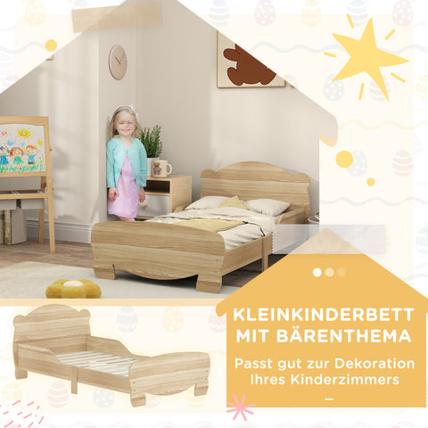Rootz Children's House Bed - Youth Bed - Play Bed - Bear Design - Safe & Adorable - 143.5cm x 80cm x 55cm Brown