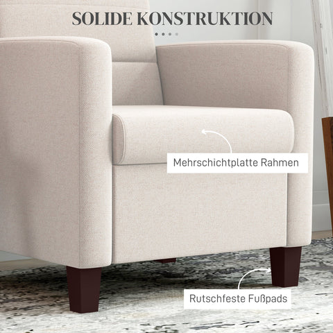 Rootz Upholstery Armchair - Linen Look Chair - Wooden Frame Chair - Comfortable Seating - 71cm x 87cm