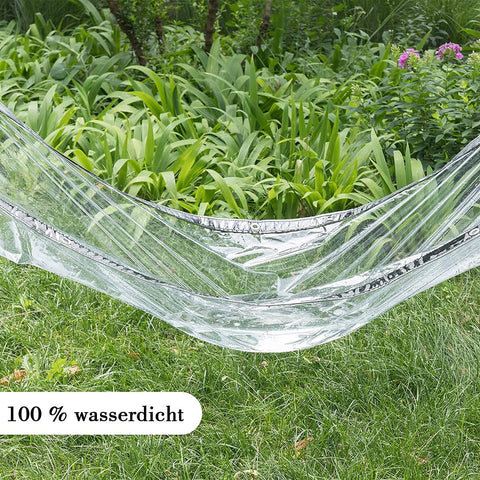Rootz Waterproof PVC Tarpaulin - Clear Cover - Weather-Resistant Sheet - Protects & Preserves - 2x2m - Eyelets & Rope Included
