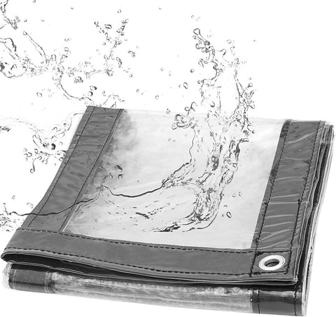 Rootz Waterproof PVC Tarpaulin - Clear Cover - Weather-Resistant Sheet - Protects & Preserves - 2x2m - Eyelets & Rope Included
