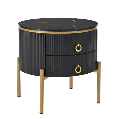 Rootz Side Table - Elegant End Table - Luxury Accent Table - Marble Surface - Adjustable Height - 50cm x 50cm x 51cm