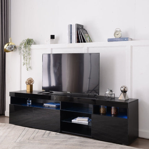 Rootz Modern TV Cabinet - Entertainment Stand - Media Console - Adjustable LED Lighting - 180L x 35W x 45H cm