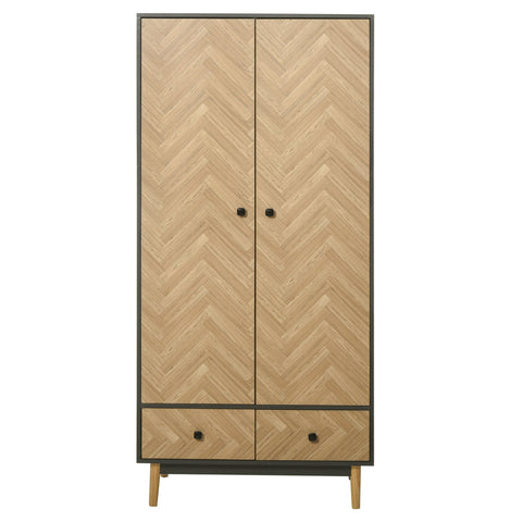 Rootz Wardrobe With 2 Doors - Bedroom Cabinet - Storage Solution - Spacious - 90 W x 50 T x 190 H cm