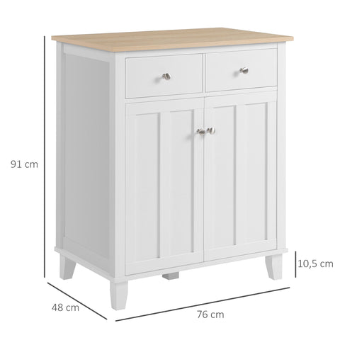 Rootz Kitchen Cabinet - Side Cabinet - Storage Cabinet - Country Style Design - 76 x 48 x 91 cm - White & Brown