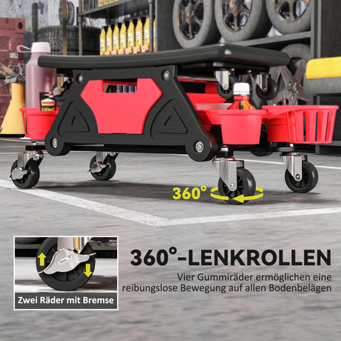 Rootz Workshop Stool with Rolls - Rolling Seat - Mechanic Chair - 135kg Capacity - 86L x 33H cm