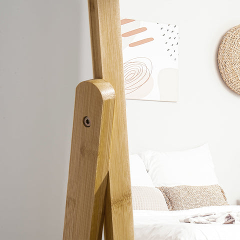 Rootz Freestanding Mirror with Drawer - Dressing Mirror - Storage Mirror - Bamboo MDF - 45L x 30W x 160H cm