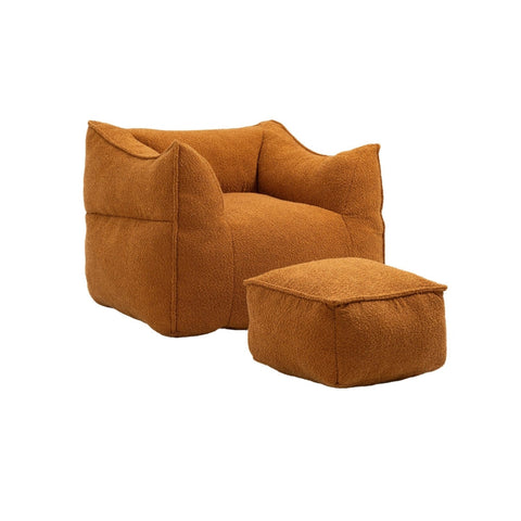 Rootz Bouclé Bean Bag Chair - Armchair - Soft Seating - Memory Foam Comfort - 91cm x 83cm x 66cm